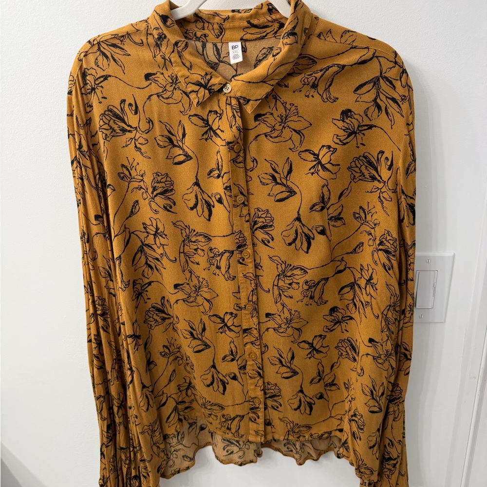 BP Floral Mustard Blouse